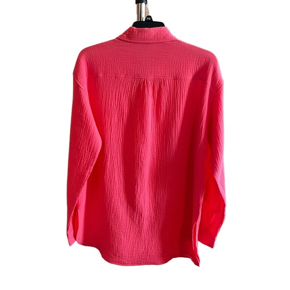 RACHEL ROY Women’s Long Sleeve Pink Crinkle Style Soft Button Up Tunic - Picture 2 of 9